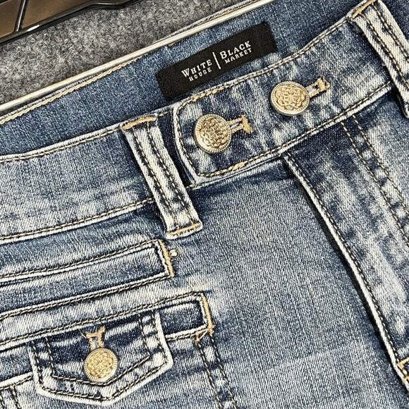 White House Black Market Bootcut Jean Women 10R Blue Flare Denim Retro Boho Chic - Picture 3 of 11